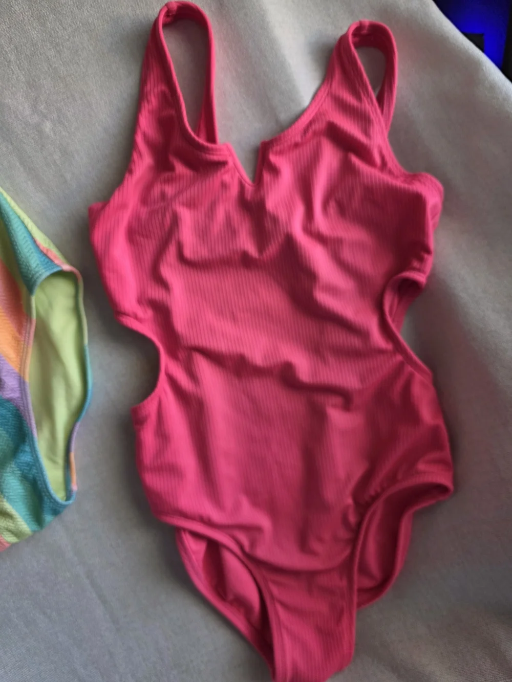 Art class Rainbow Stripes & Hot Pink One-Piece Swimsuits Bathing Suit Beach Pool